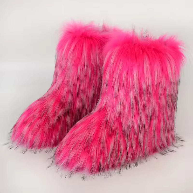 Bota Peluda Faux Fur Neve Feminina