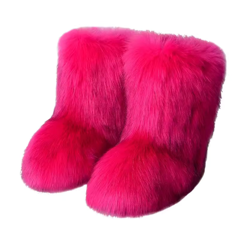 Bota Peluda Faux Fur Neve Feminina