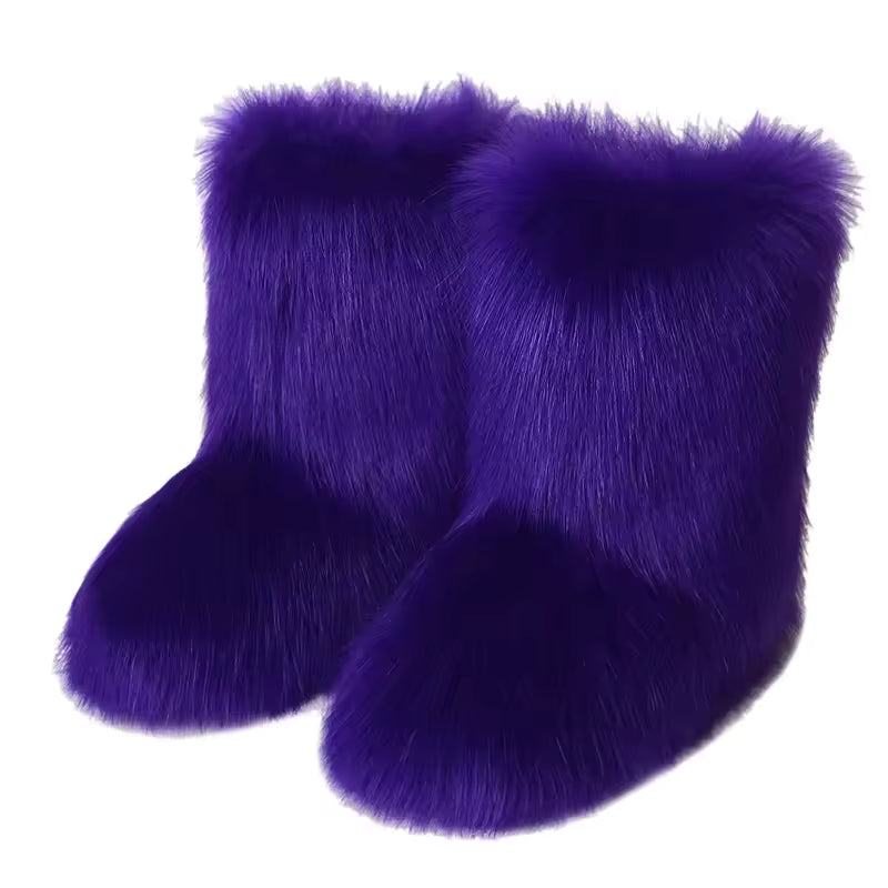 Bota Peluda Faux Fur Neve Feminina