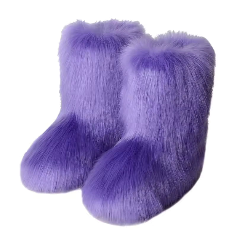 Bota Peluda Faux Fur Neve Feminina