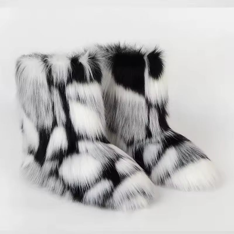 Bota Peluda Faux Fur Neve Feminina