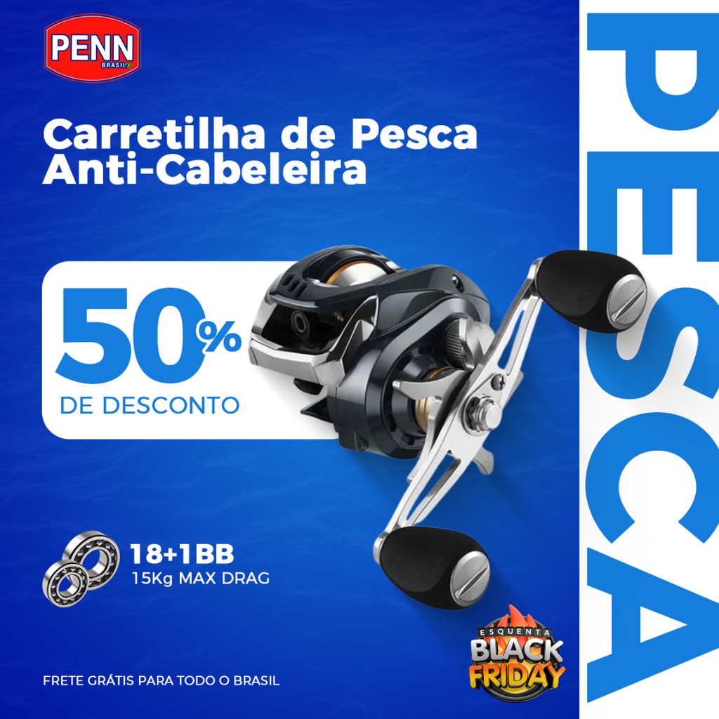 Carretilha PENN 15Kg Drag 18+1 Rolamentos [ESQUENTA BLACK]