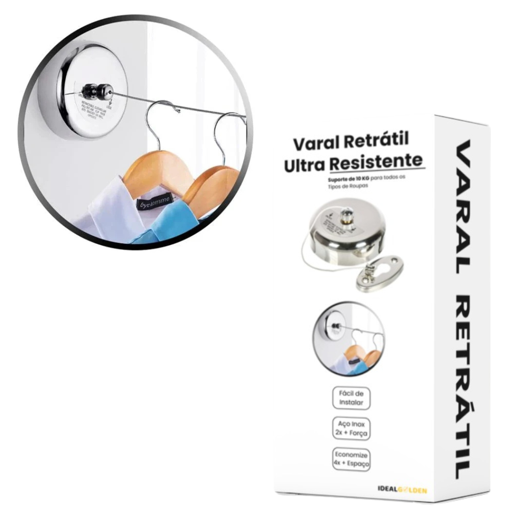 Varal Retrátil em Aço Inox Ultra Resistente 2.9MH