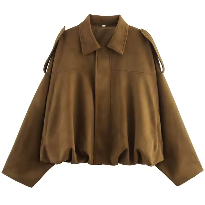 Jaqueta Oversized em Camurça
