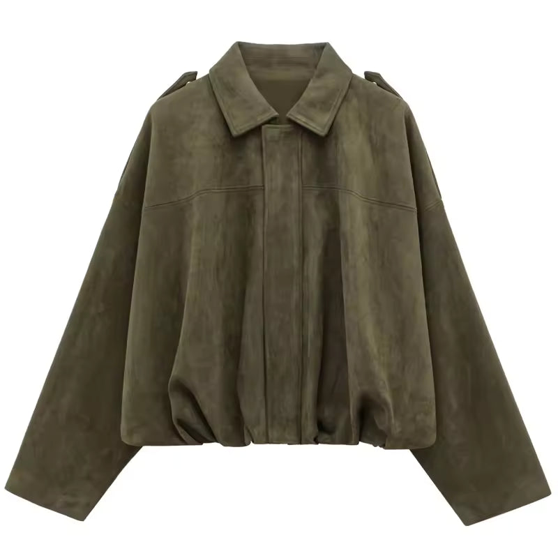Jaqueta Oversized em Camurça