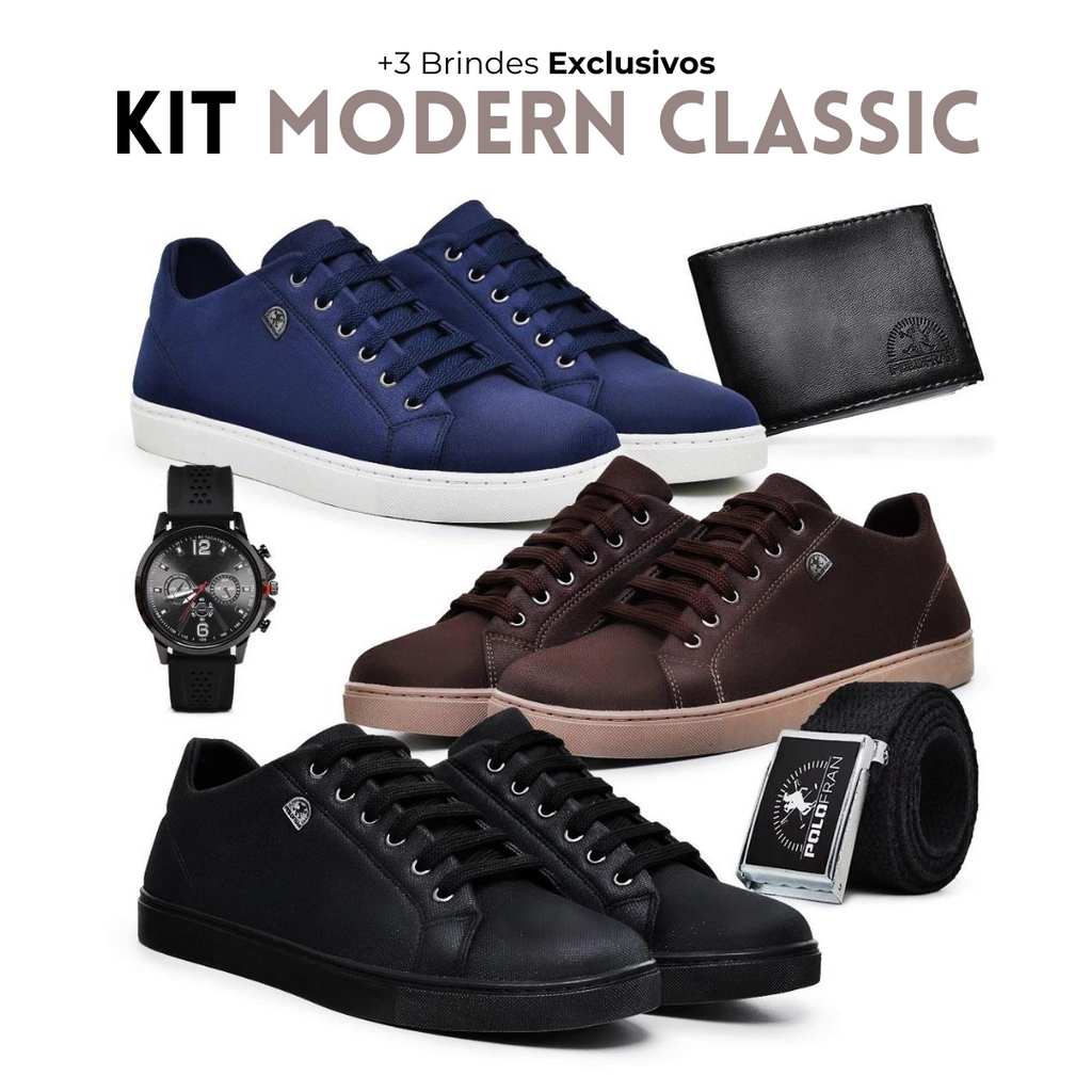 Kit Modern Classic - 3 Sapatos Premium + 3 Brindes Exclusivos - lojaidealgolden