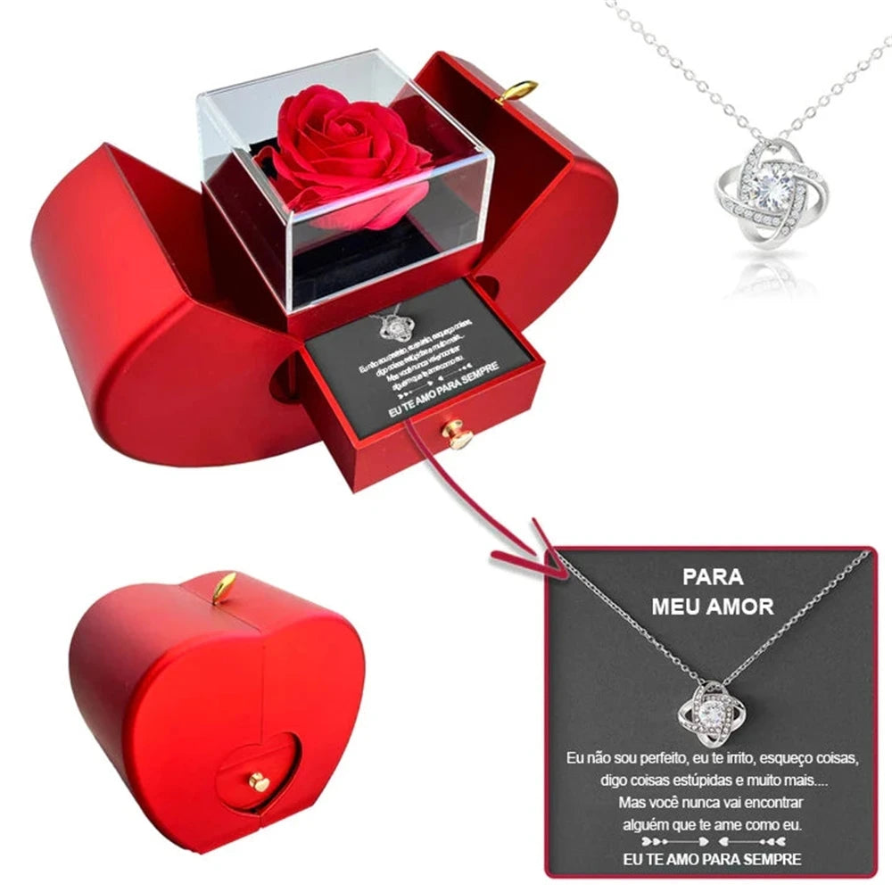Rosa Eterna + Colar I Love You
