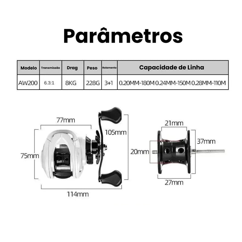 Carretilha de Pesca OKUMA 10KG Drag + Óculos Polarizado OKUMA (GRÁTIS)