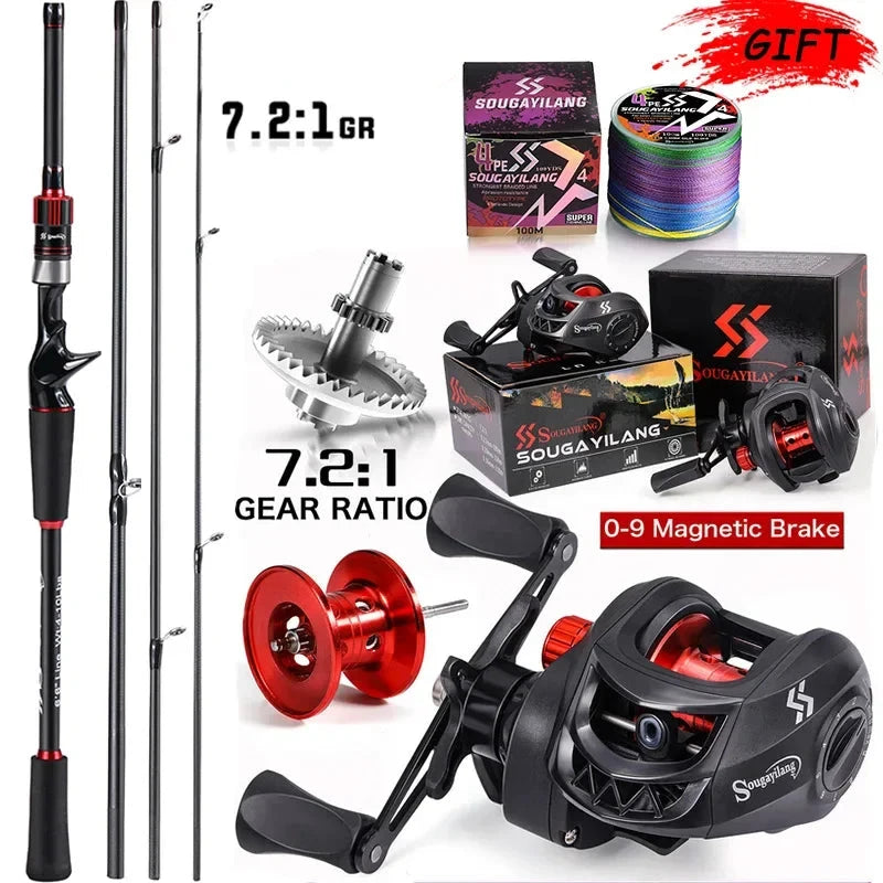 Kit de Pesca Profissional: Carretilha RedMax 10KG Drag + Vara de Carbono + Brinde Exclusivo [OFERTA EXCLUSIVA NATAL]