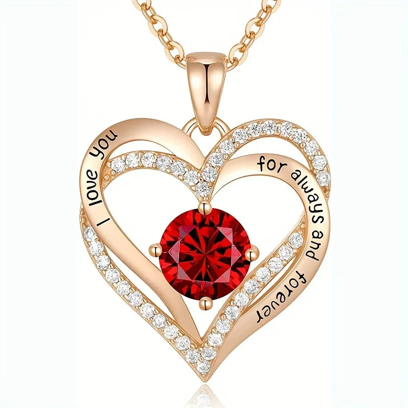 Colar de Coração Com Rosa Preservada - Eu te amo - lojaidealgolden