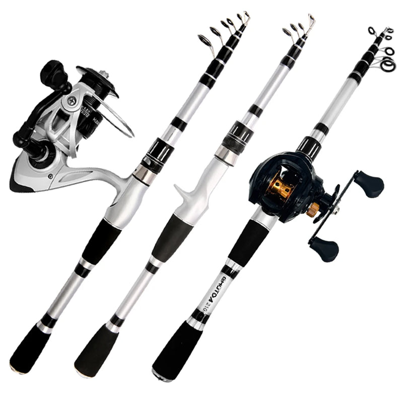 Kit de Pesca EliteFisher: Carretilha de Pesca 8KG Drag + Vara de Pesca Telescópica