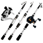 1.5-2.4m Telescopic Fishing Rod Reel Combo Full Kit With Line Hook Bait Carbon Fiber Fishing Rod Spinning Reel Pesca Fishing Set