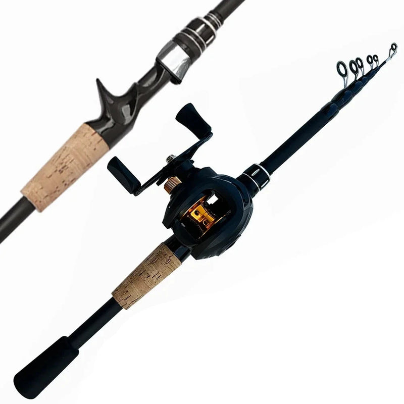 Kit de Pesca Pro Fishing: Carretilha BlackThunder 8KG Drag + Vara Telescópica (OFERTA EXCLUSIVA DE NATAL]