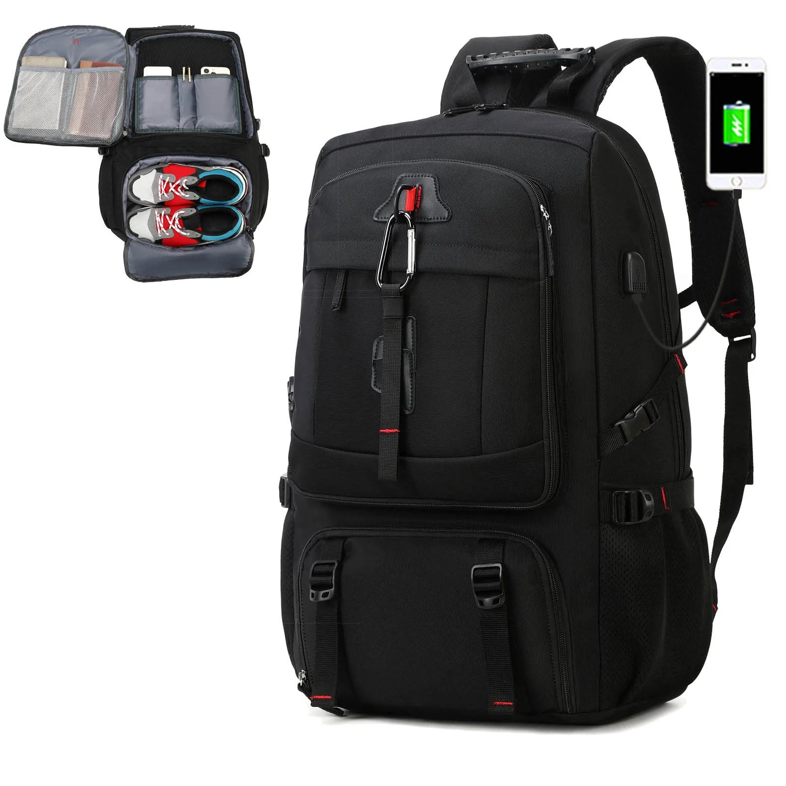 Mochila de Viagem 50L a Prova D'Água e Leve