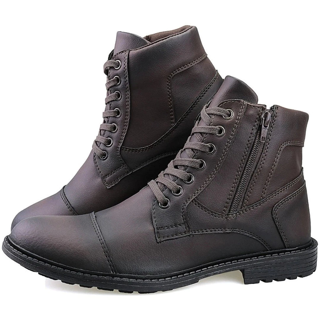 Coturno Masculino Casual com Cadarço e Zíper Ajustável