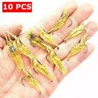 Kit 10 Isca Camarão Aromatizada com Anzol 4cm Tucunaré Curvinas e Trairas