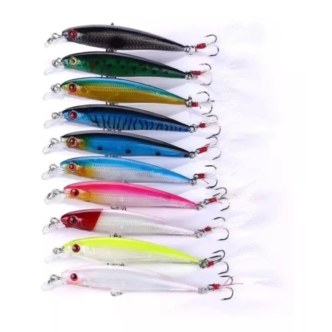 Kit 10 Isca Artificial para Pesca Tucunaré Robalo Dourado – Ideal Golden