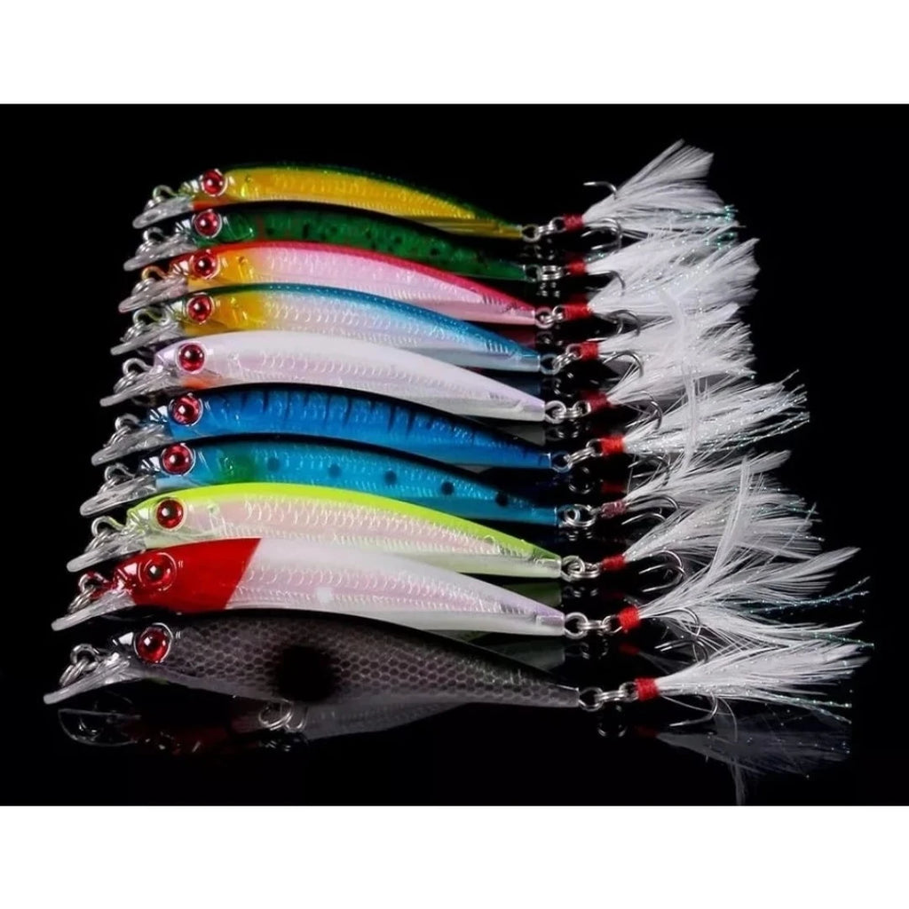 Kit 10 Isca Artificial para Pesca Tucunaré Robalo Dourado