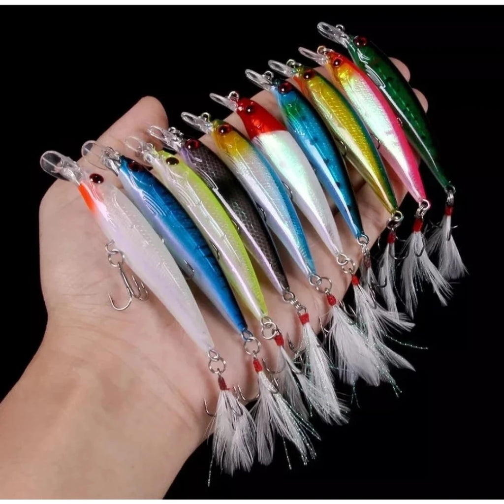 Kit 10 Isca Artificial para Pesca Tucunaré Robalo Dourado