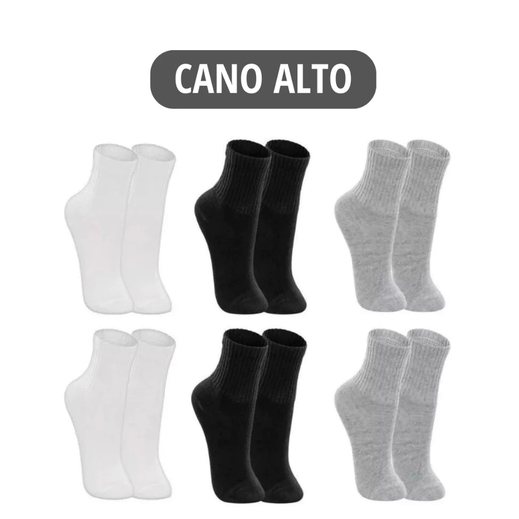 Kit 12 Pares de Meias Cano Alto - lojaidealgolden