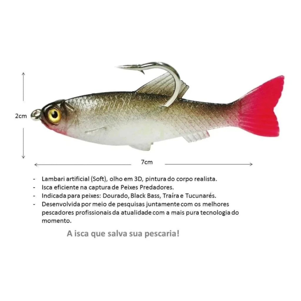 Lambari 5 Artificiais Pesca Dourado, Traíra, Bass, Tucunaré