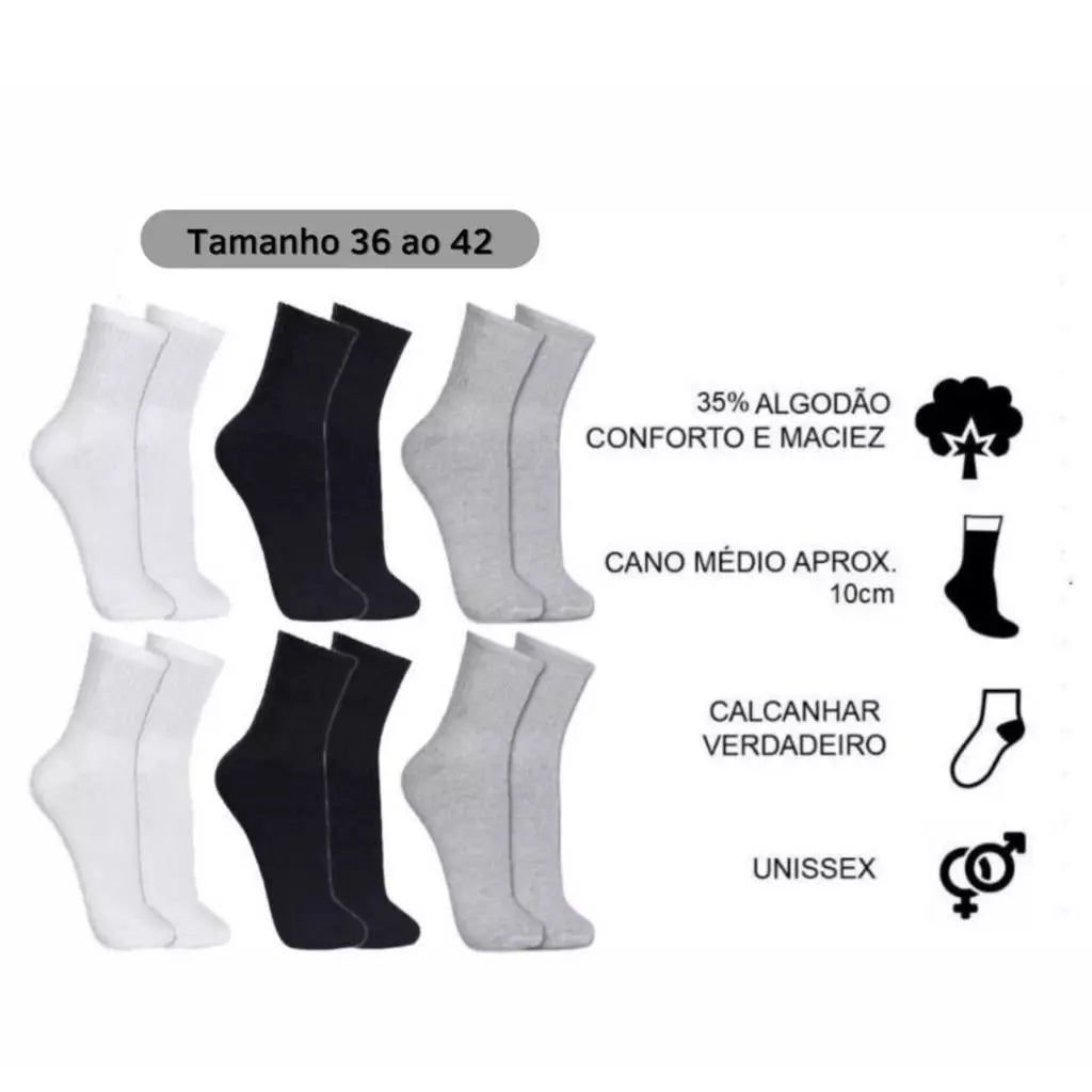 Kit 10 Cuecas Boxer Microfibra Adulto + 12 Pares Meias Algodão (GRÁTIS)