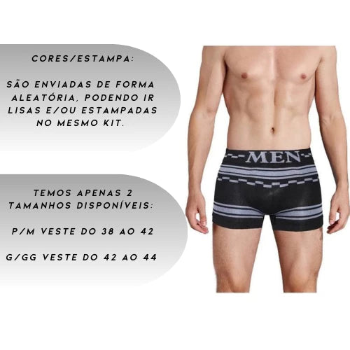 Kit 10 Cuecas Boxer Microfibra Adulto + 12 Pares Meias Algodão (GRÁTIS)