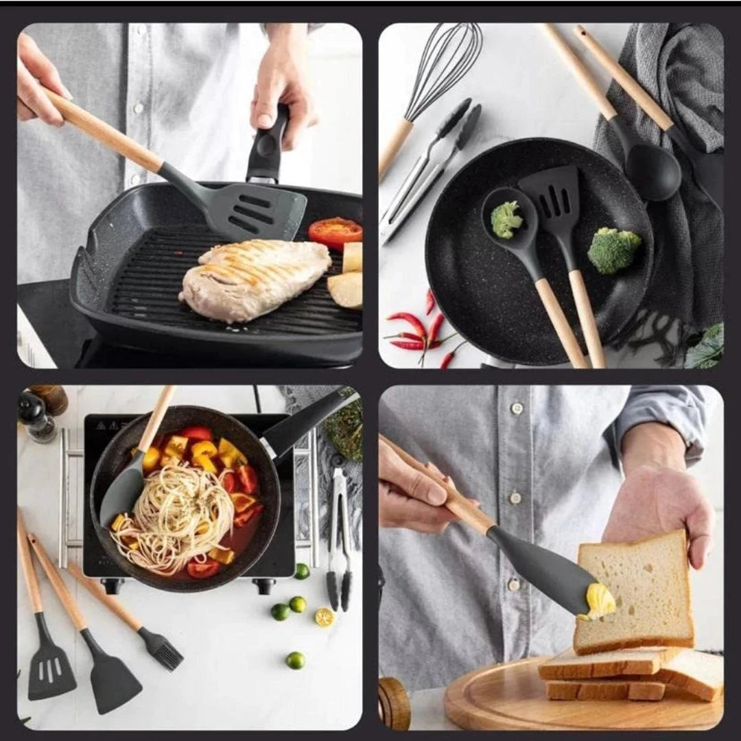 KIT de Utensílios Para Cozinha em Silicone 12 Peças