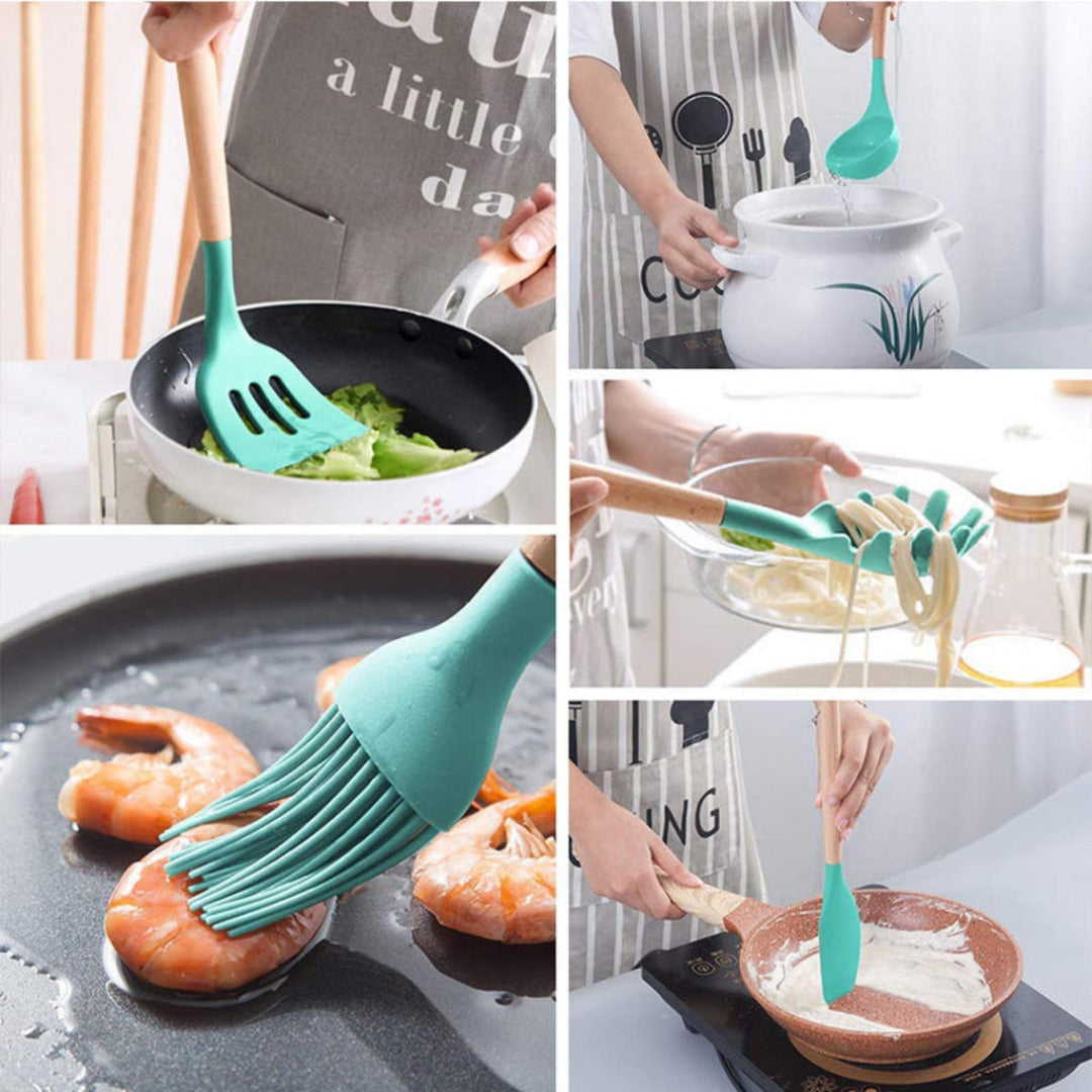 KIT de Utensílios Para Cozinha em Silicone 12 Peças