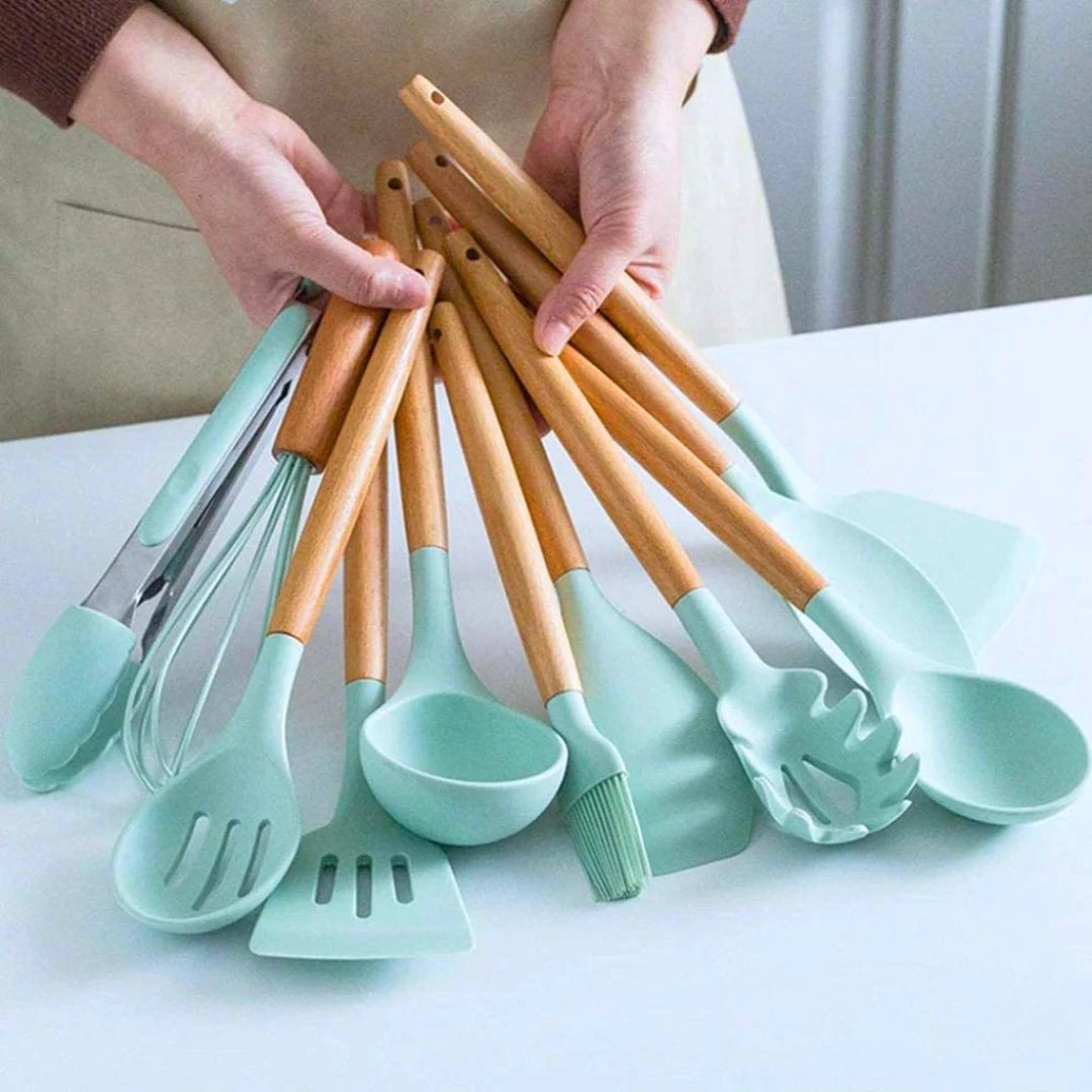 KIT de Utensílios Para Cozinha em Silicone 12 Peças
