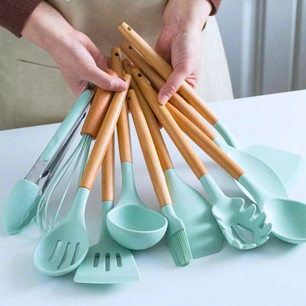 KIT de Utensílios Para Cozinha em Silicone 12 Peças