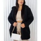 Casaco Teddy Peludo Feminino com Capuz Tamanho Único