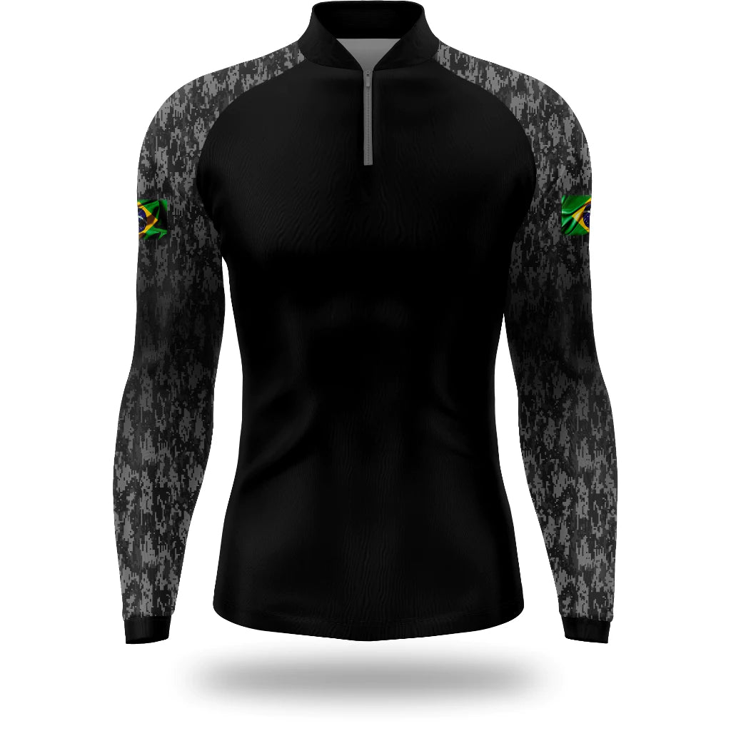 Camisa de Pesca Black Brasil Proteção UV500 com Zíper