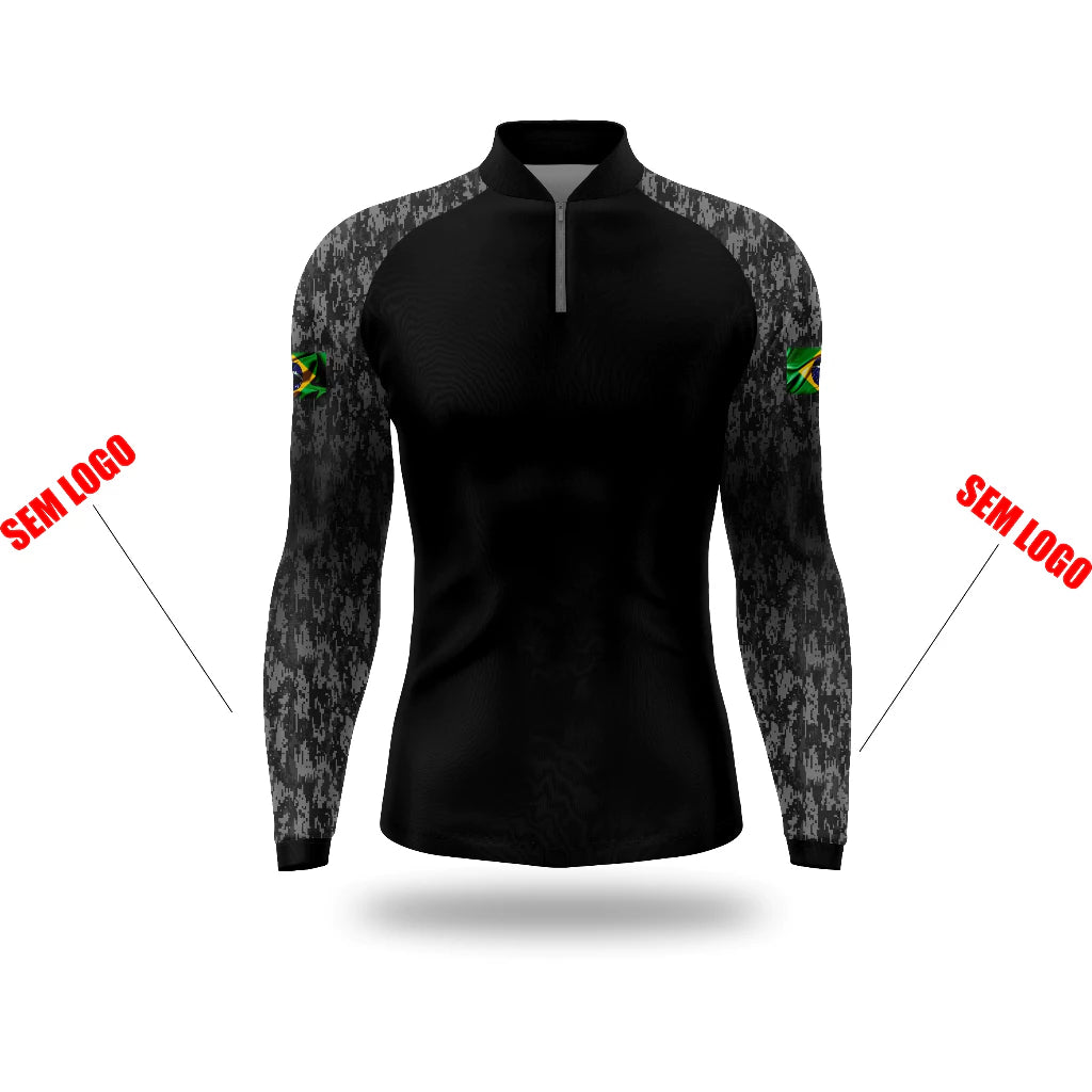 Camisa de Pesca Black Brasil Proteção UV500 com Zíper