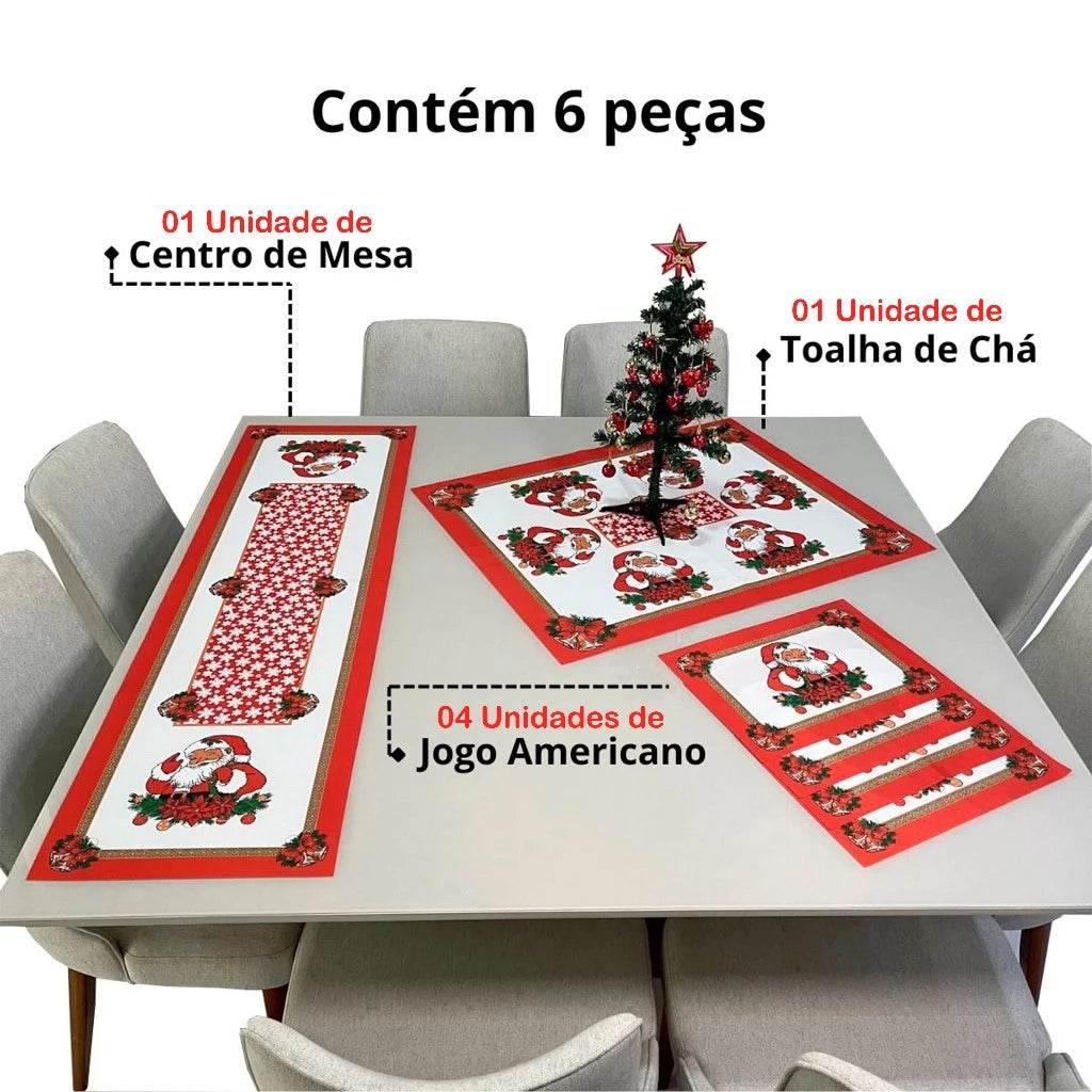 (COMPRE 5 E LEVE 6) Kit de Mesa Natalina Estilo Americano de Luxo