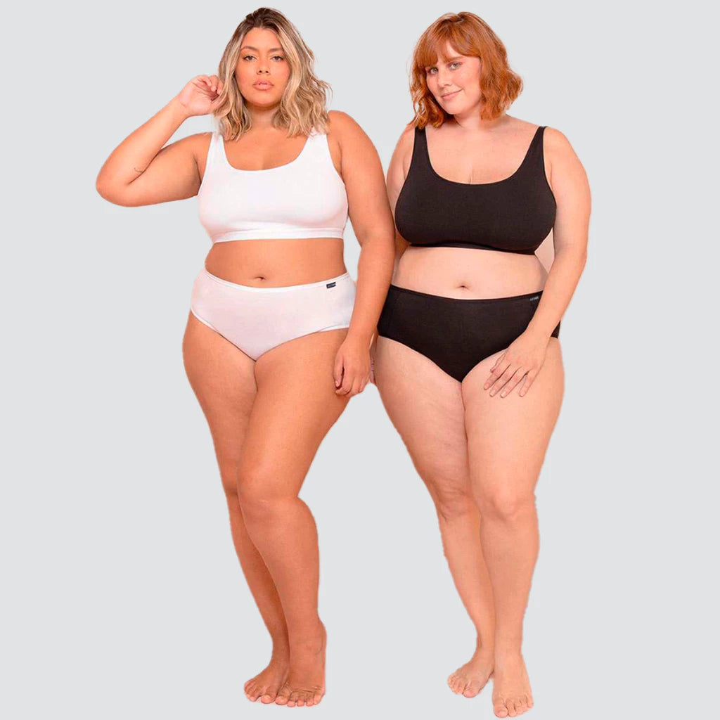 Kit 5 Calcinhas Plus Size Cós Alto