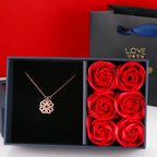 Colar De Luxo Feminino Com Caixa De Flores artificial Quatro Folhas