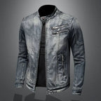 Jaqueta Jeans Retrô Masculina com Zíper