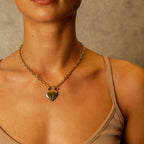 Colar Feminino Coração Fechadura Banhado em Ouro 18K