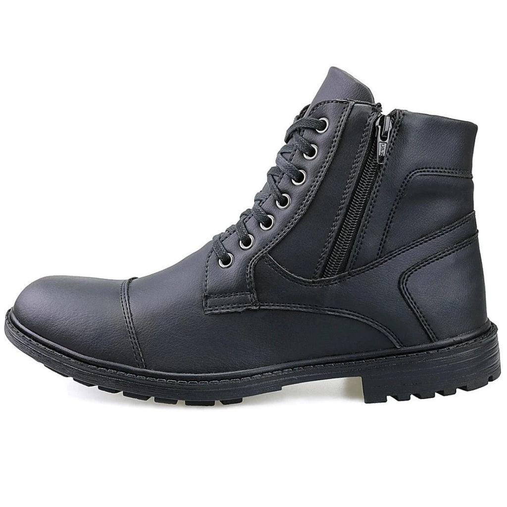 Coturno Masculino Casual com Cadarço e Zíper Ajustável