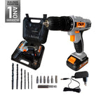 Furadeira e parafusadeira à bateria 12v com maleta  +  Brinde 13 acessórios