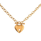 Colar Feminino Coração Fechadura Banhado em Ouro 18K