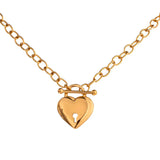 Colar Feminino Coração Fechadura Banhado em Ouro 18K
