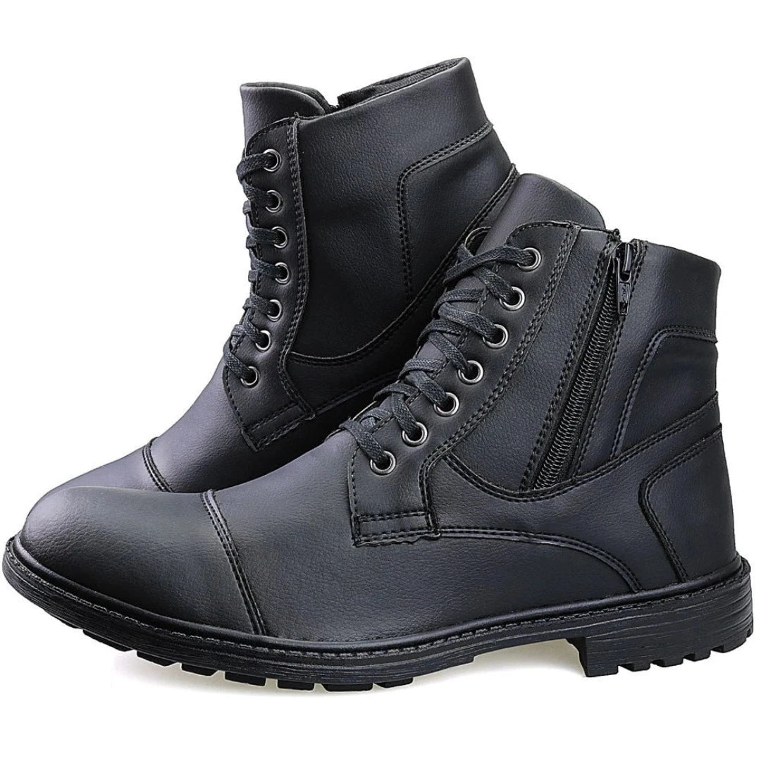 Coturno Masculino Casual com Cadarço e Zíper Ajustável