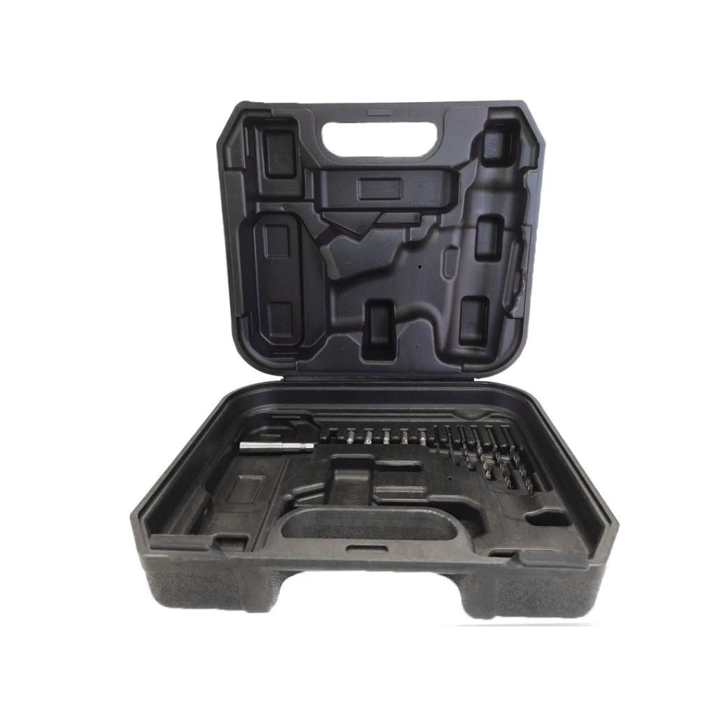 Furadeira e parafusadeira à bateria 12v com maleta  +  Brinde 13 acessórios