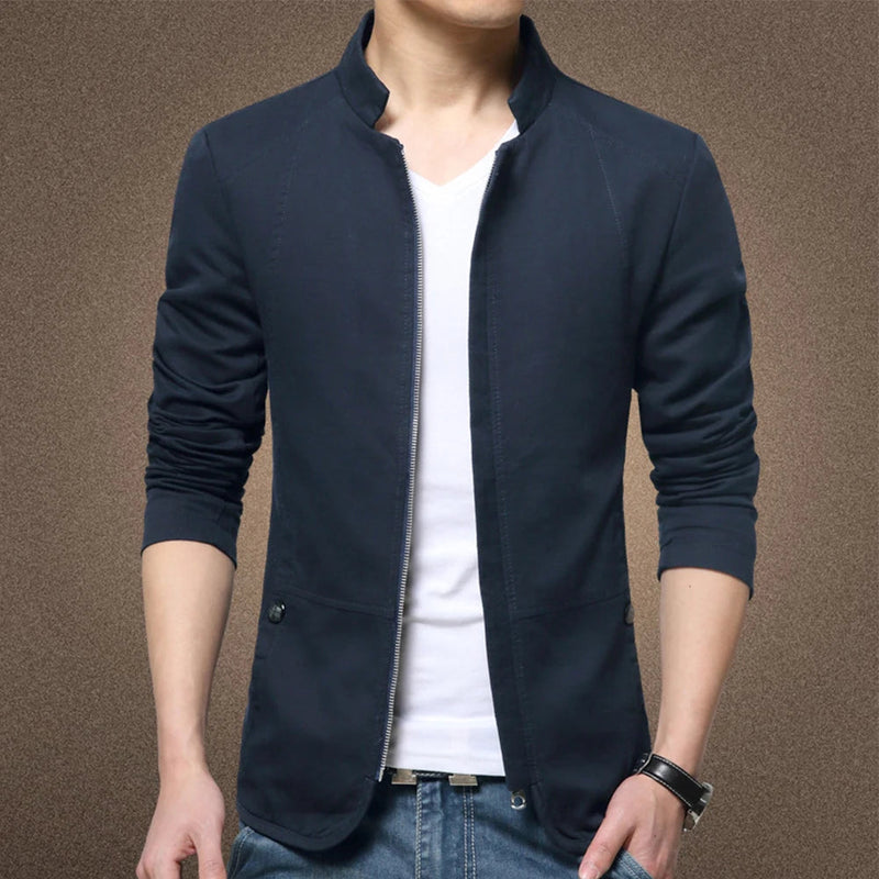 Jaqueta Blazer Masculina Fino Ajuste Formal Negócios Com Zíper