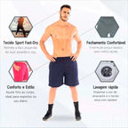 (COMPRE 3 LEVE 4) Bermudas Tactel 100% Ajustável para Academia
