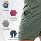 (COMPRE 3 LEVE 4) Bermudas Tactel 100% Ajustável para Academia