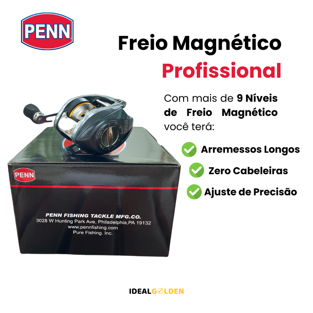 Carretilha PENN 15Kg Drag 18+1 Rolamentos Anti-Cabeleira + Brinde Exclusivo [OFERTA ESPECIAL DE NATAL]