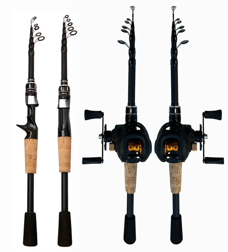 Kit de Pesca Pro Fishing: Carretilha BlackThunder 8KG Drag + Vara Telescópica (OFERTA EXCLUSIVA DE NATAL]